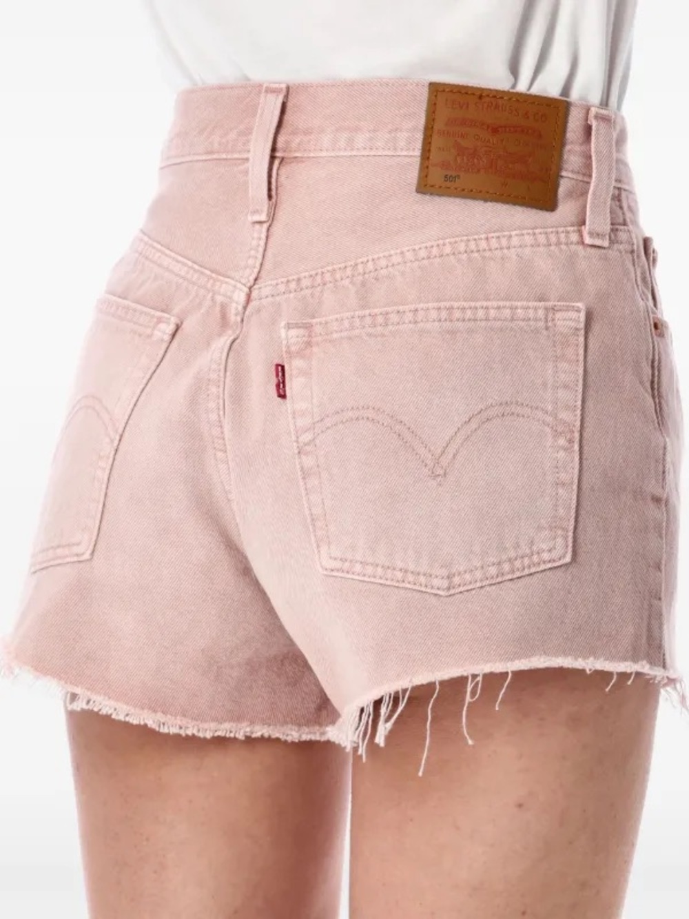 Levi's Pink Raw-Hem High-Rise Denim Shorts